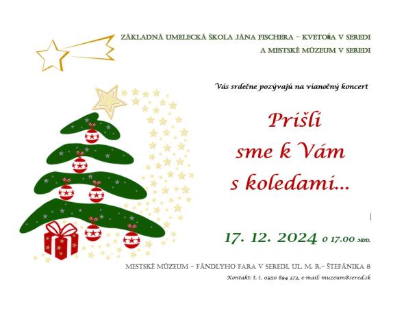 Plagát vianočný koncert 17. 12. 2024 o 17.00 hod, žiaci ZUŠ.jpg